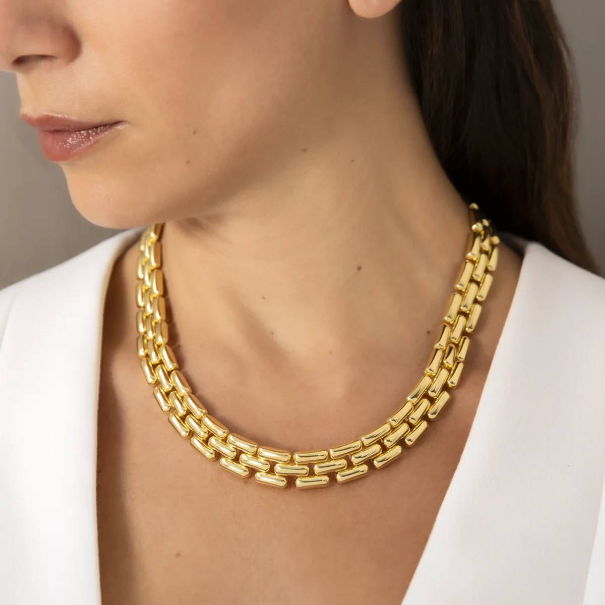 Girocollo Catena Pantera Superficie Liscia in lega placcata oro giallo 18kt  WSET00375.YG