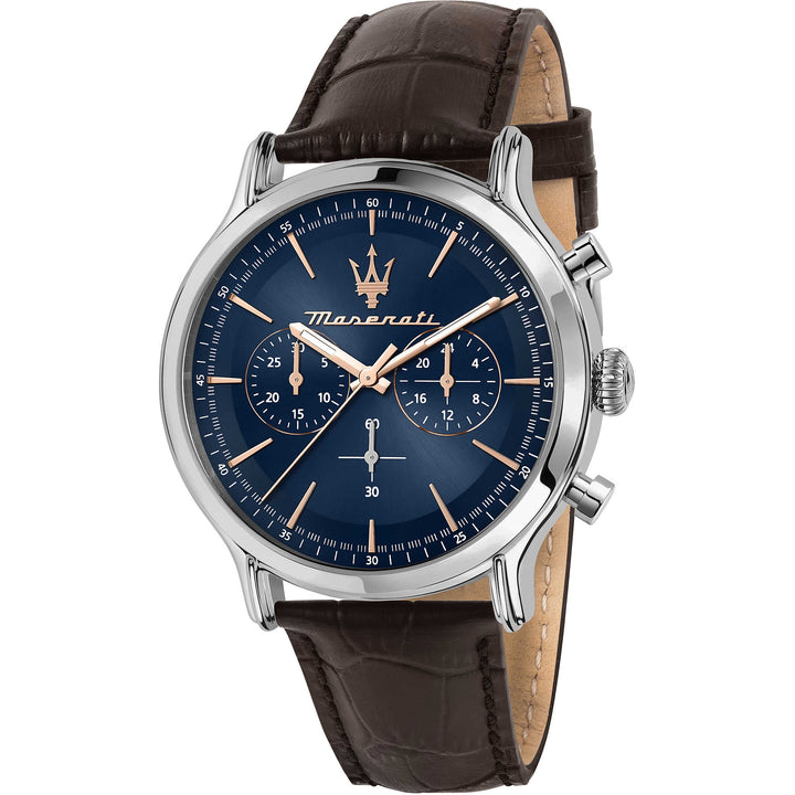 Orologio Uomo Maserati Quarzo Cronografo Blu Marrone Pelle R8871618014