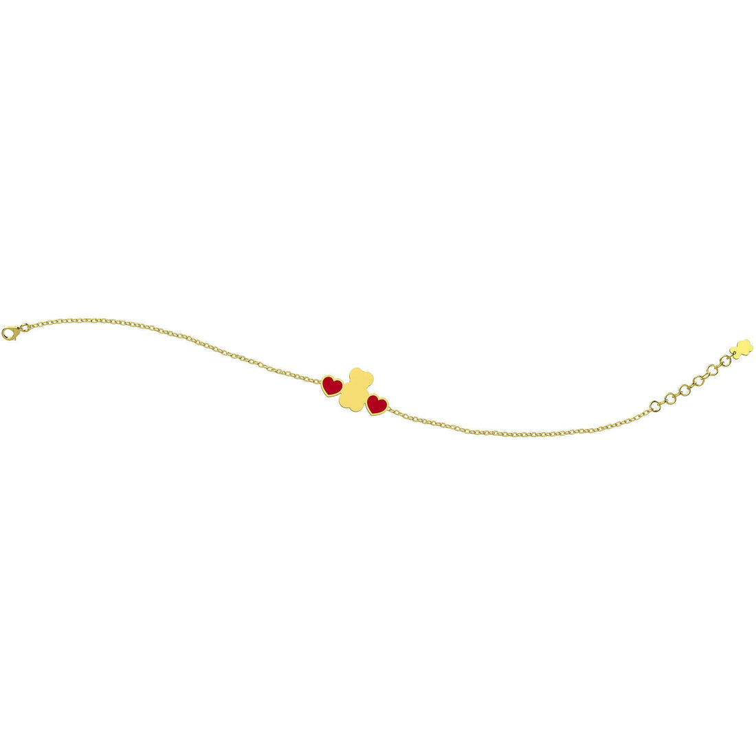 Bracciale Bimbo Nanan Oro 9 KT Personalizzabile Orso Cuori Rossi NGLD0015