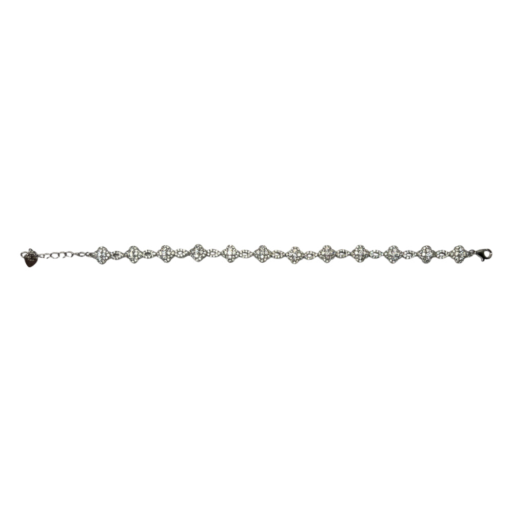Bracciale Unisex Re Mida Tennis Argento Quadrifoglio Zirconi Bianchi Tennis-12