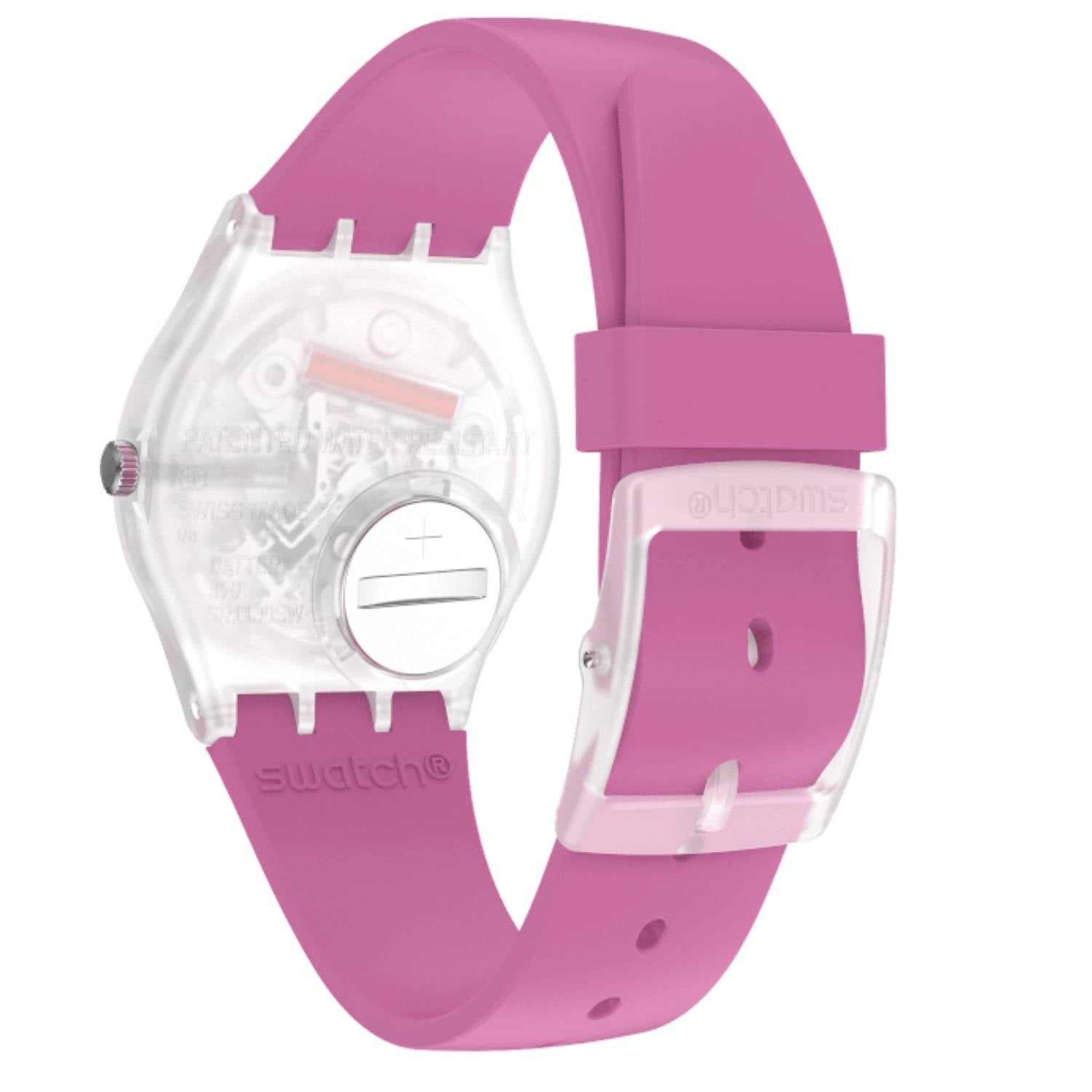 Orologio Donna Gomma Swatch Quarzo Solo Tempo Doppia Data Rosa Numeri GE724