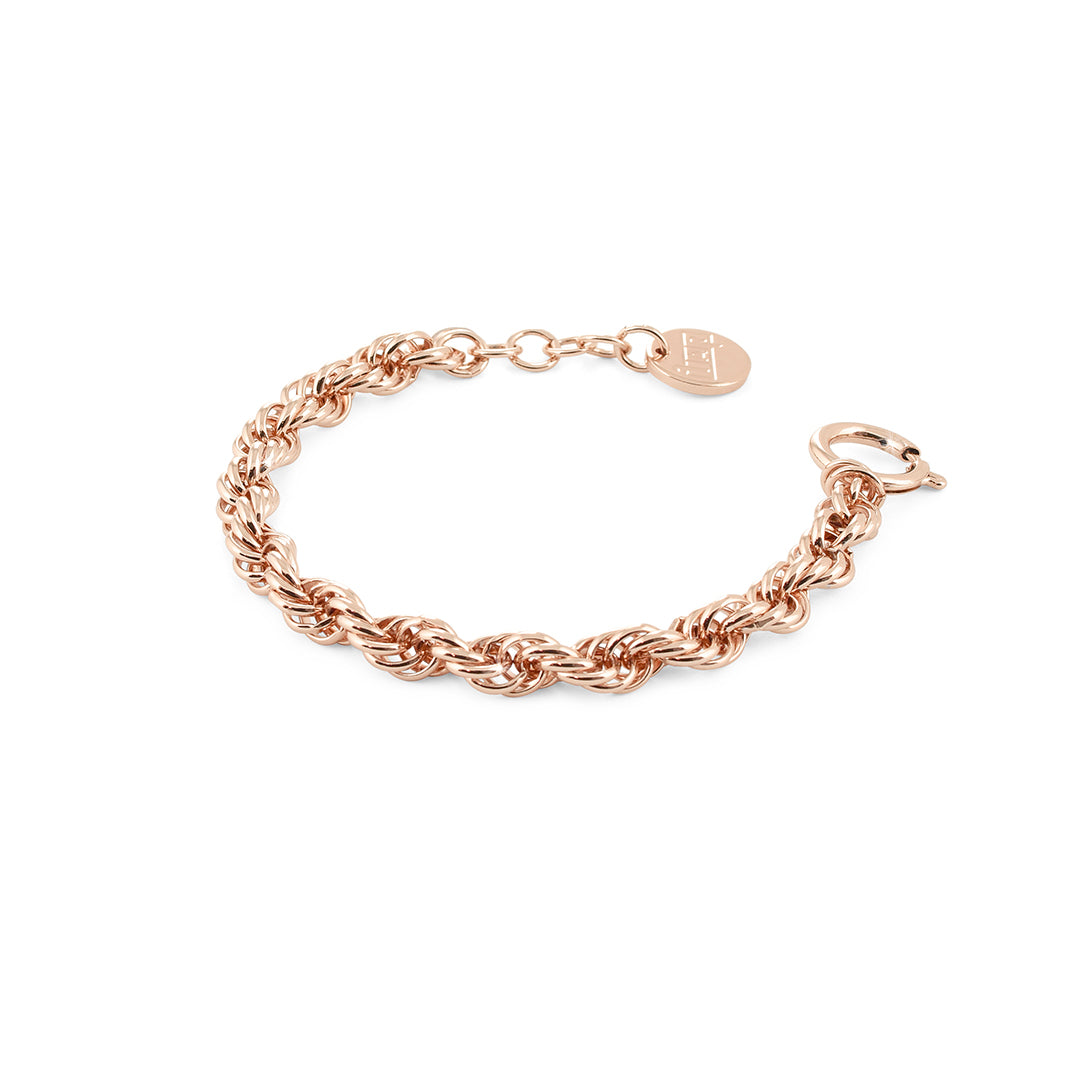 Bracciale Donna Unoaerre Bronzo Lucido Rosato Catena Fune Intrecciata 490915
