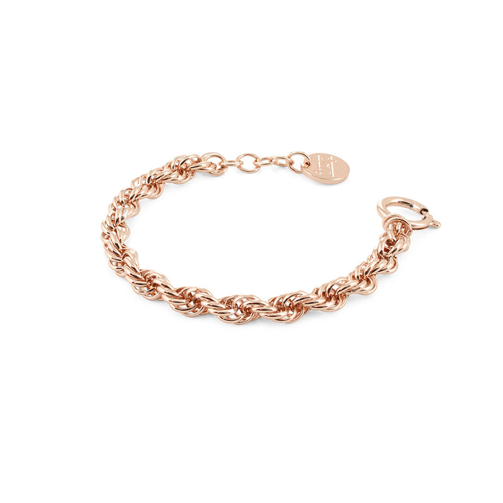 Bracciale Donna Unoaerre Bronzo Lucido Rosato Catena Fune Intrecciata 490915