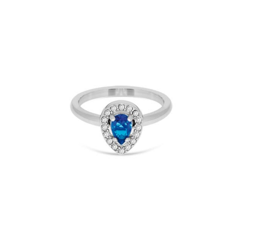 Anello Donna Liu Jo Acciaio Con Zircone blu a goccia LJ2276M12