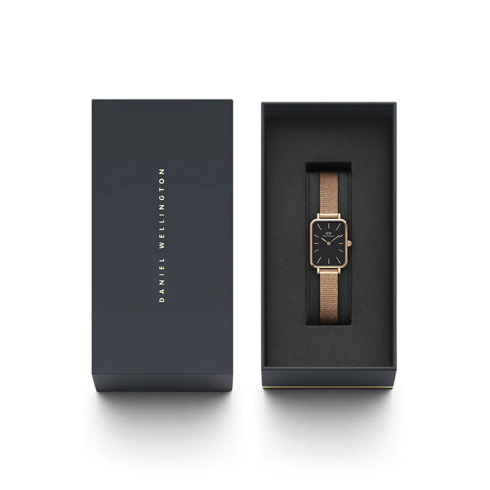 Orologio Donna Daniel Wellington Acciaio Rosè Quadro 20 x 26 mm Nero DW00100432