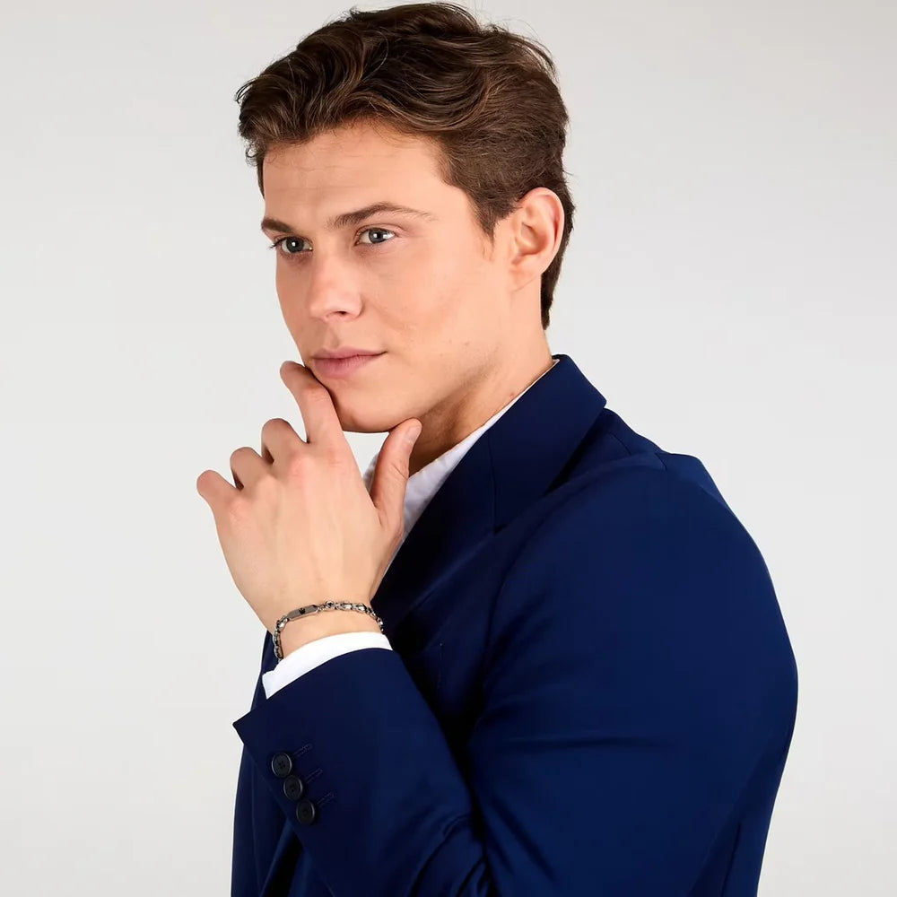 Bracciale Uomo Acciaio Maserati Sapphire Logo Centrale Blu Semirigido JM3335AXO12