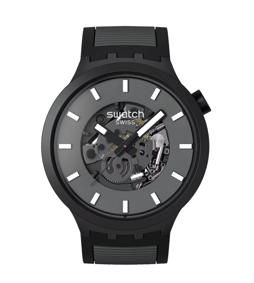 Orologio Uomo Swatch Big Bold PAST THE HORIZON Nero Quarzo Solo Tempo SB05B113