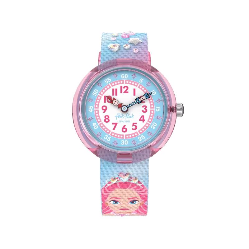 Orologio Bambina Swatch Flik Flak Sparkle Kingdom Quarzo Solo Tempo Rosa ZFBNP214