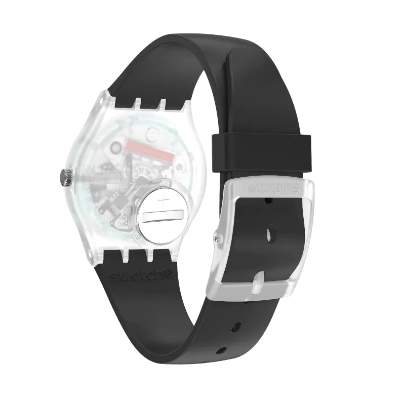 Orologio Uomo Swatch Quarzo Solo Tempo Doppia Data Numeri Nero GE726