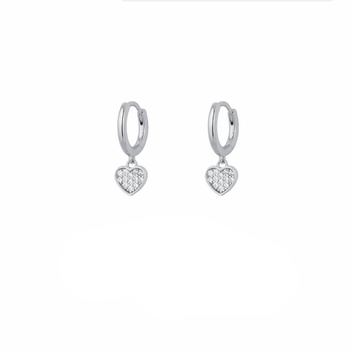 Orecchini Donna Liu Jo Argento 925 Cerchietto Pendenti Cuore Zirconi Bianchi ALJ373