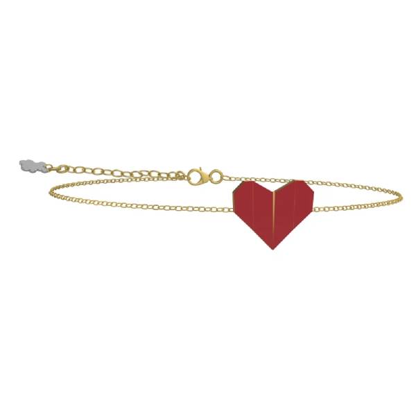 Bracciale Bambina Nanàn Argento Dorato 925 Origami Cuoricino Rosso NAN0710