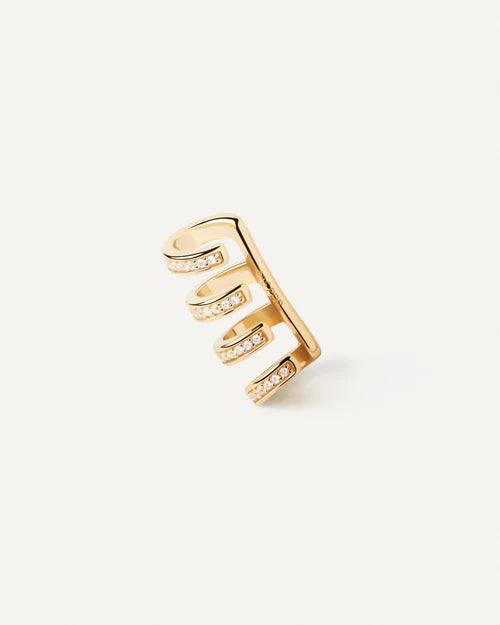 Orecchino Singolo Ear Cuff Donna PDPaola Argento Dorato 925 Zirconi PG01-021-U