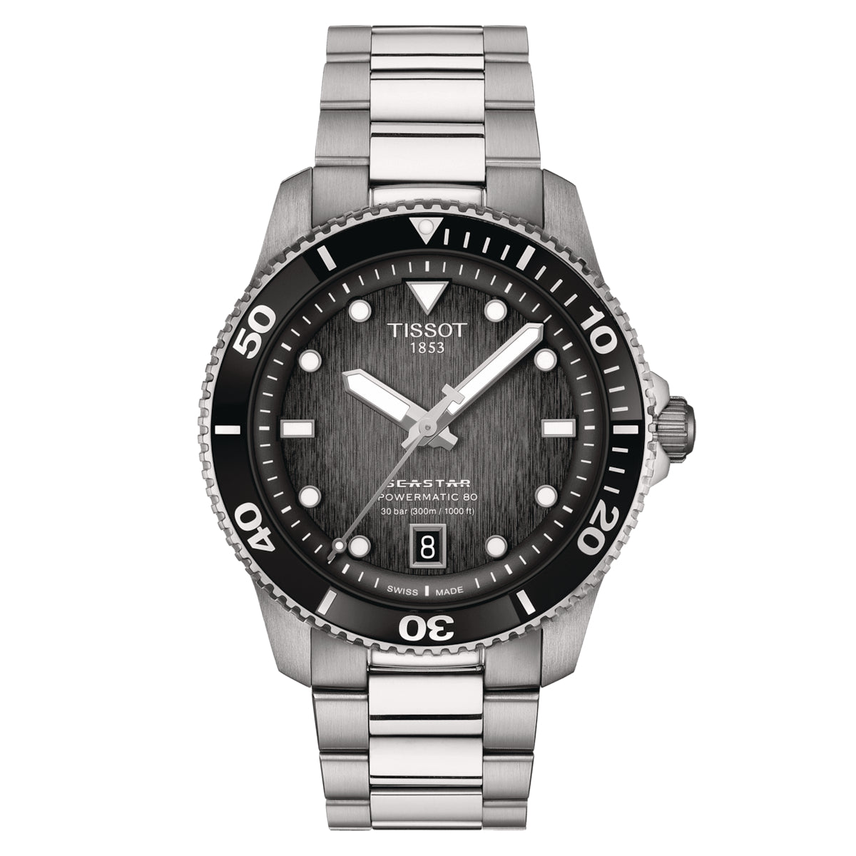 Orologio Uomo Tissot Automatico Seastar Nero 300 m Acciaio T1208071105100