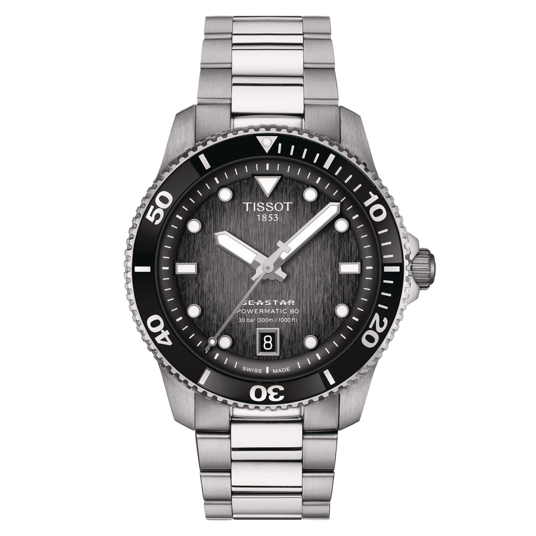 Orologio Uomo Tissot Automatico Seastar Nero 300 m Acciaio T1208071105100