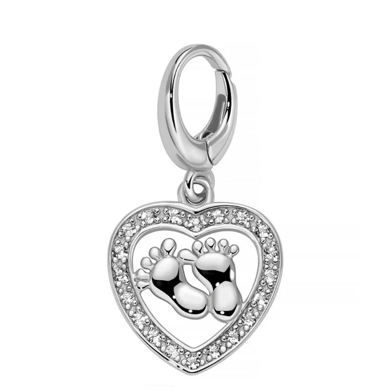 Charm Donna Miluna Pendente Argento Topazio Cuore Piedini PFD929