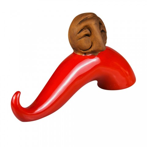 Corno Portafortuna da Scrivania Pulcinella Rosso Macrì TE081