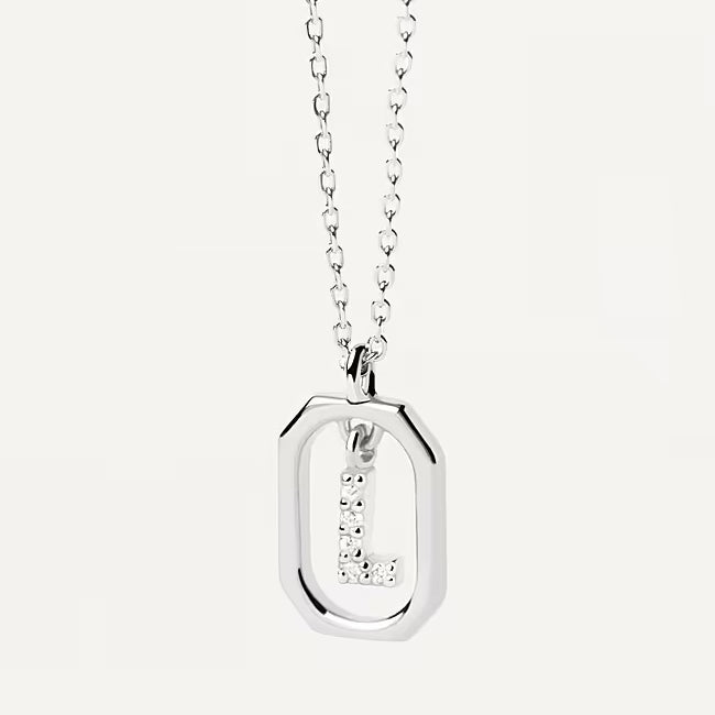 Collana Donna PDPaola Argento 925 Bianco Mini Iniziale L Zirconi CO02-523-U