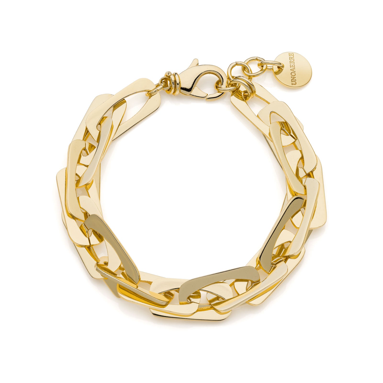 Bracciale Donna Unoaerre Bronzo Dorato Lucido Catena Anelli Ovali 549546