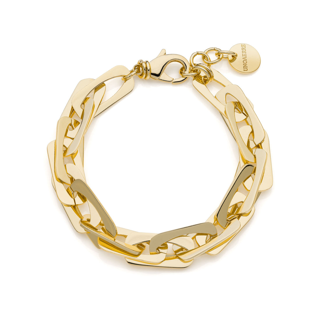 Bracciale Donna Unoaerre Bronzo Dorato Lucido Catena Anelli Ovali 549546