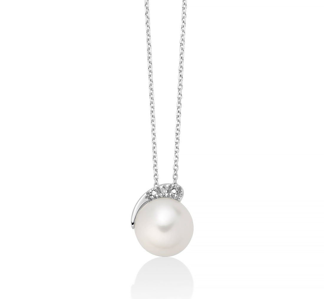 Collana Donna Miluna Girocollo Oro Bianco 750 Perla 8-8,5 mm e Diamanti PCL6554