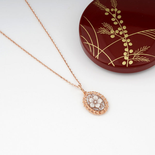 Ciondolo Donna Cameo Italiano Argento Dorato 925 Fiore P109S-G