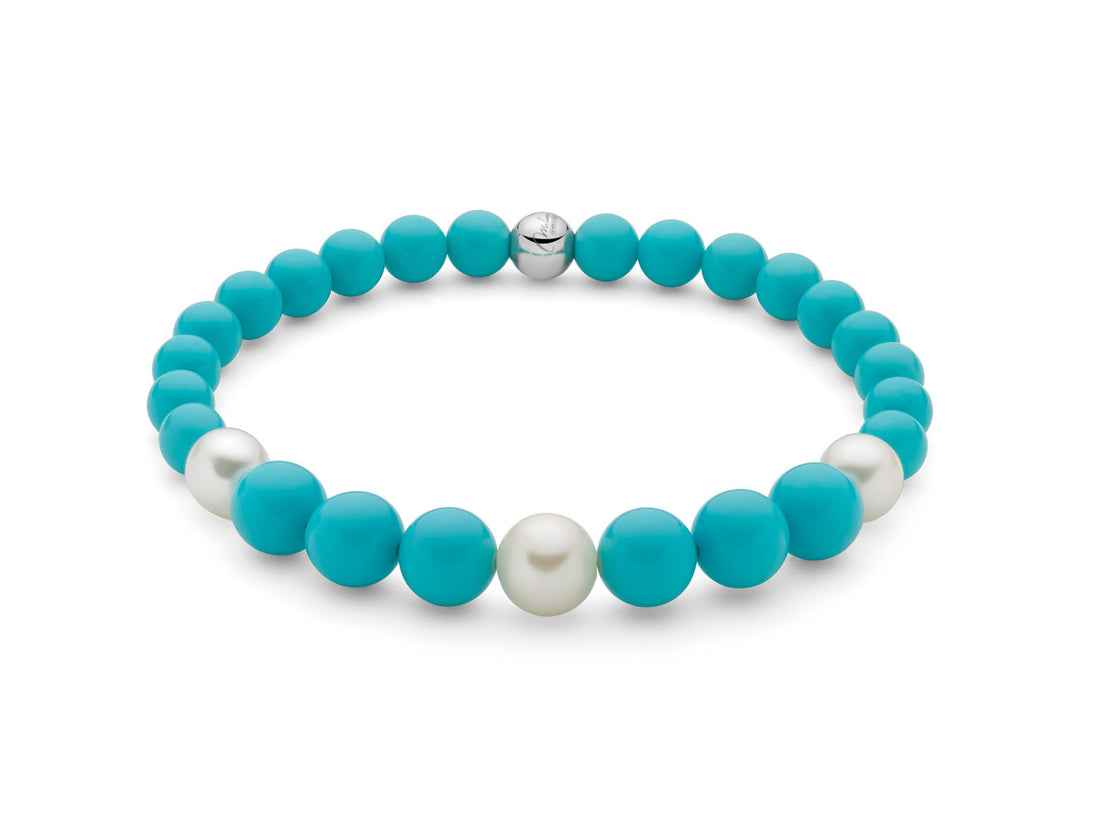 Bracciale Donna Miluna Terra Mare Agglomerato Turchese e Perla PBR3664
