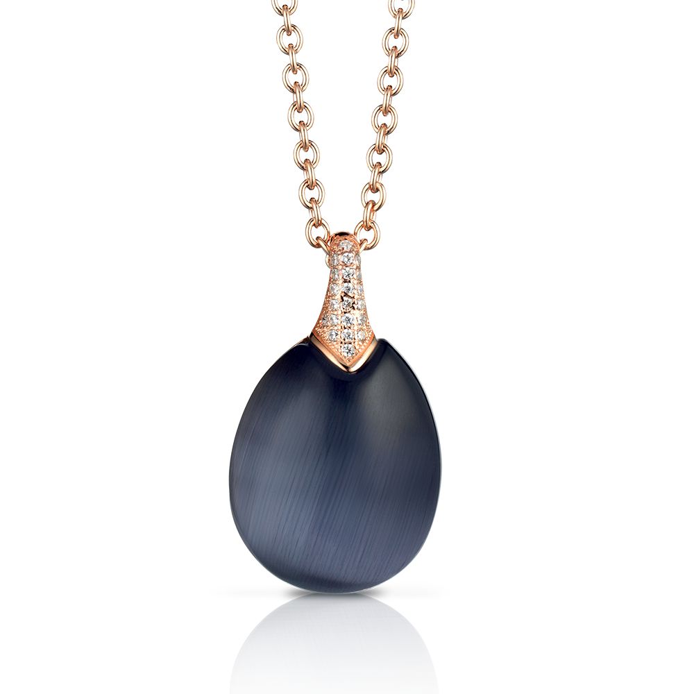 Collana Tatiana Fabergé in Argento con Occhio di Gatto Ametista e Zirconi – P1149V