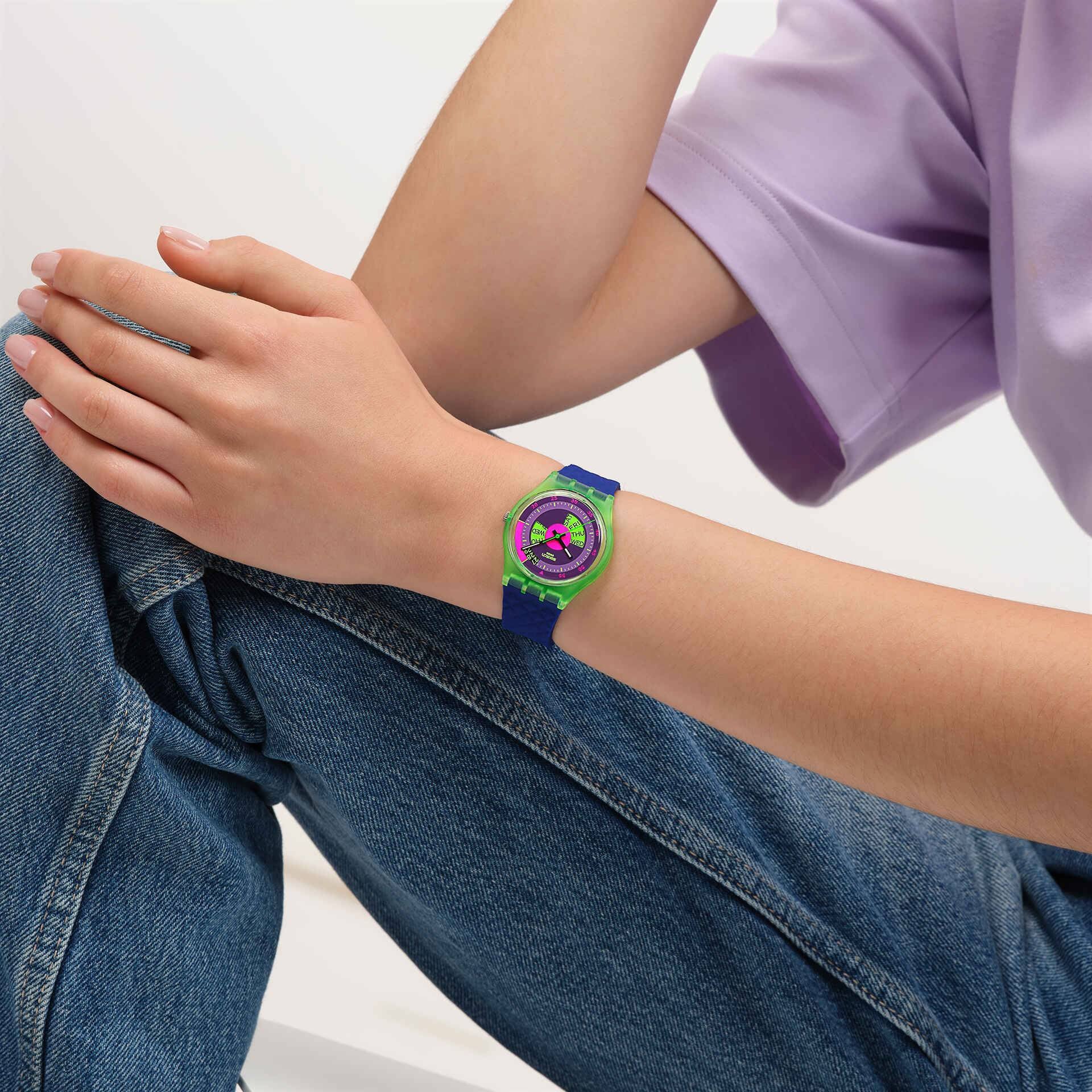 Orologio Unisex Bambino Swatch Neon Skychart SO28G704