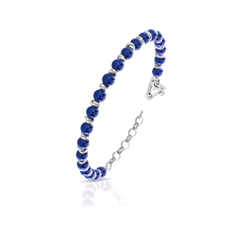 Bracciale Uomo Arkano Lapislazzuli Blu Argento Rosè 925 Diamante Nero ABBL2
