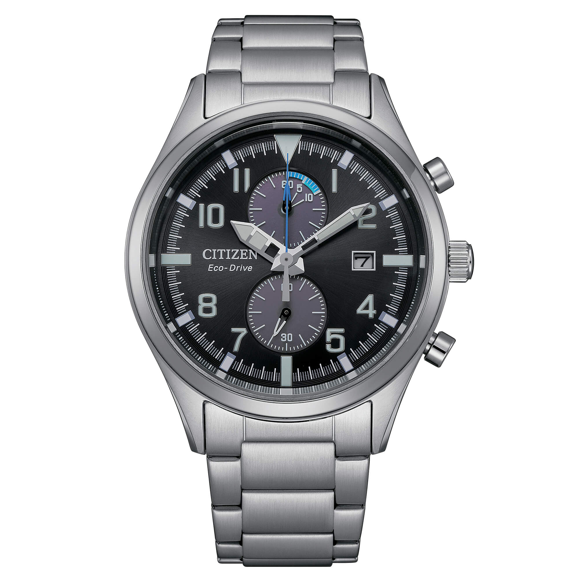 Orologio Uomo Citizen Eco Drive Cronografo Classic Data Acciaio Nero CA7028-81E