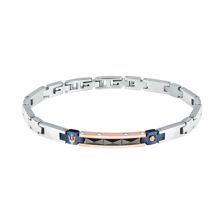 Bracciale Uomo Maserati Acciaio Rosè Ceramica Blu Logo Tridente JM224ATZ38
