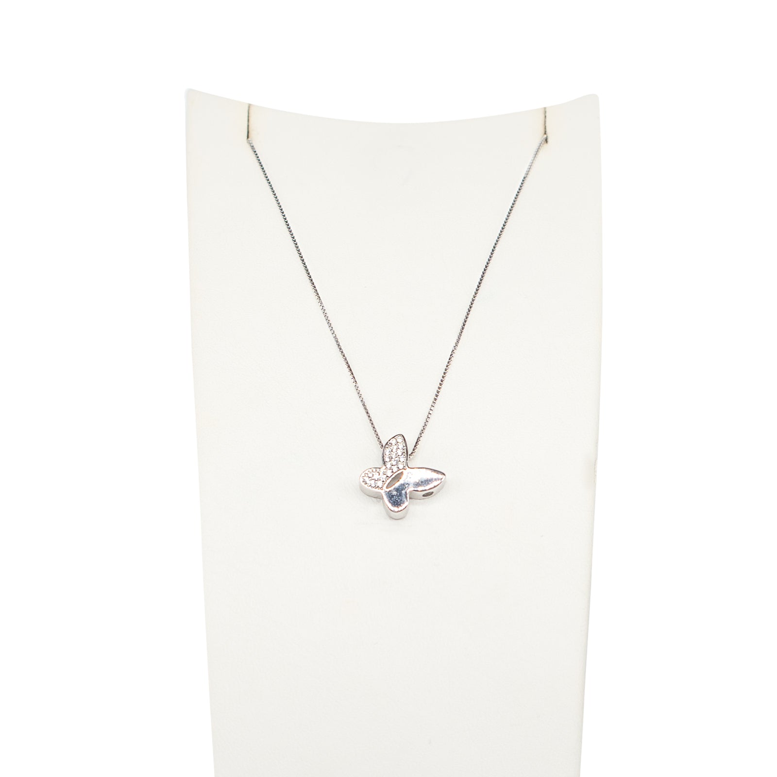 Collana Donna Re Mida Argento 925 Farfalla Con Zirconi Bianchi C034