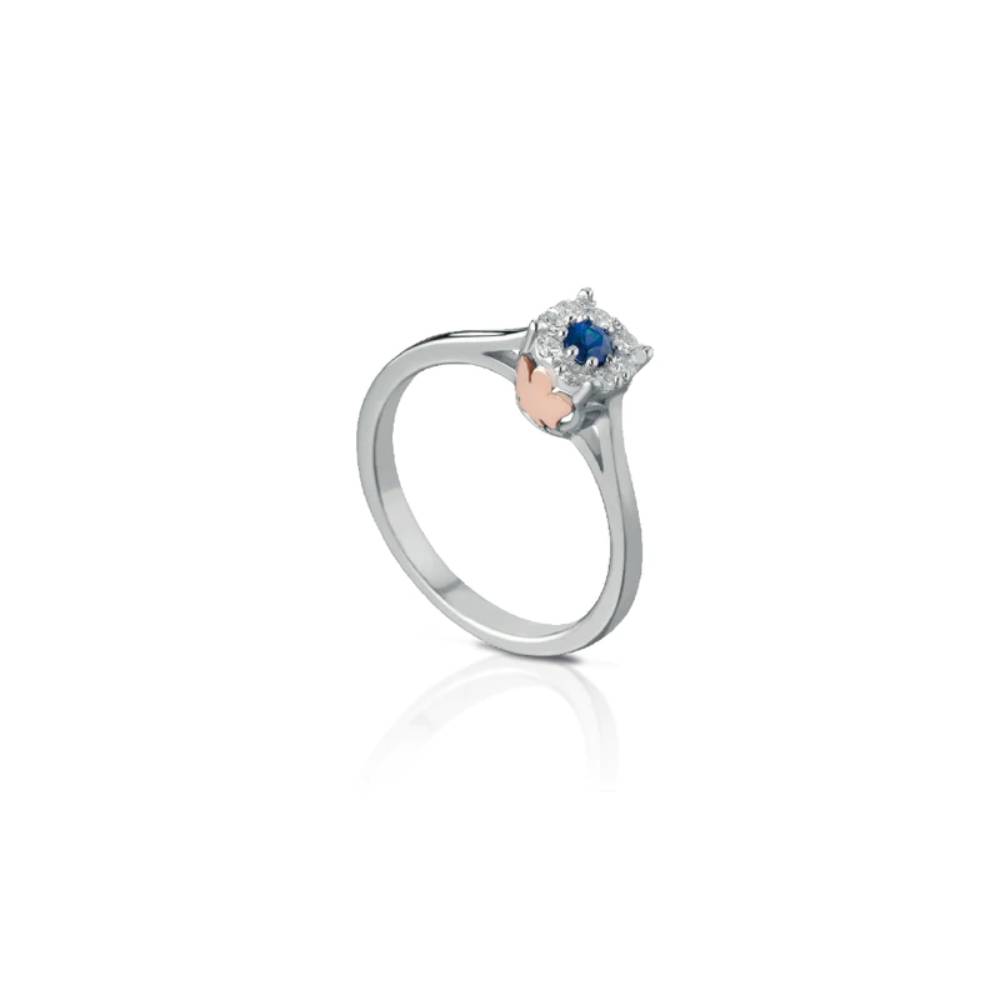 Anello Donna Roberto Giannotti Oro 9 KT Diamanti Bianchi Zaffiro Blu LUX202Z
