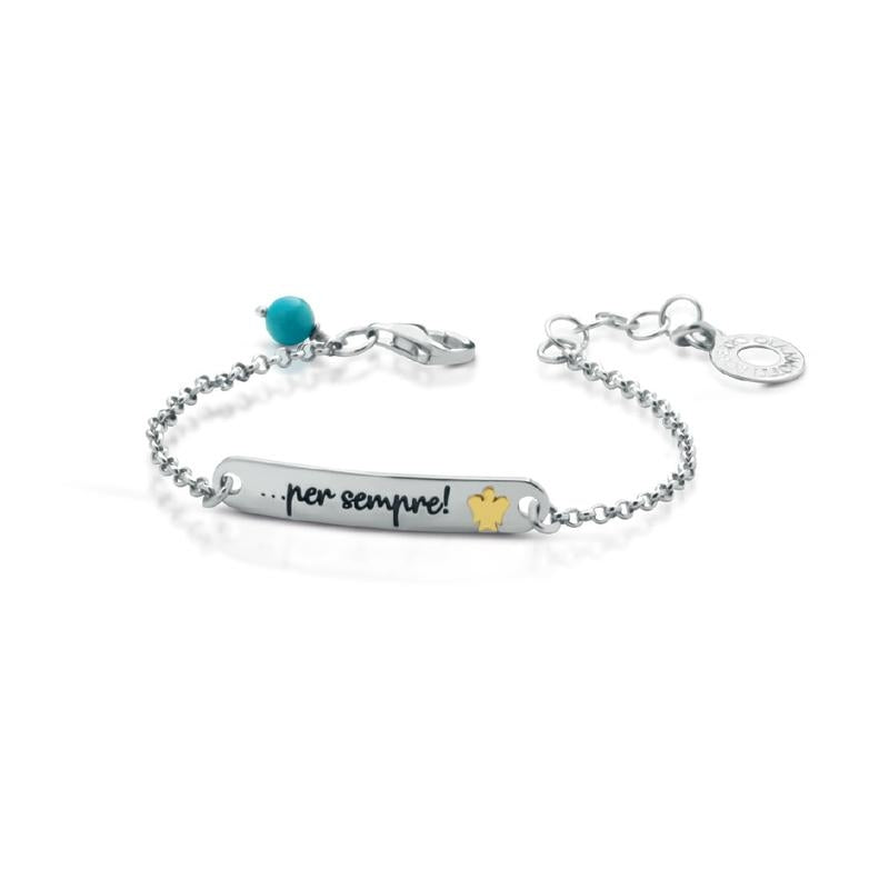 Bracciale Uomo Argento 925 Roberto Giannotti Bambino Corallo Blu Targhetta