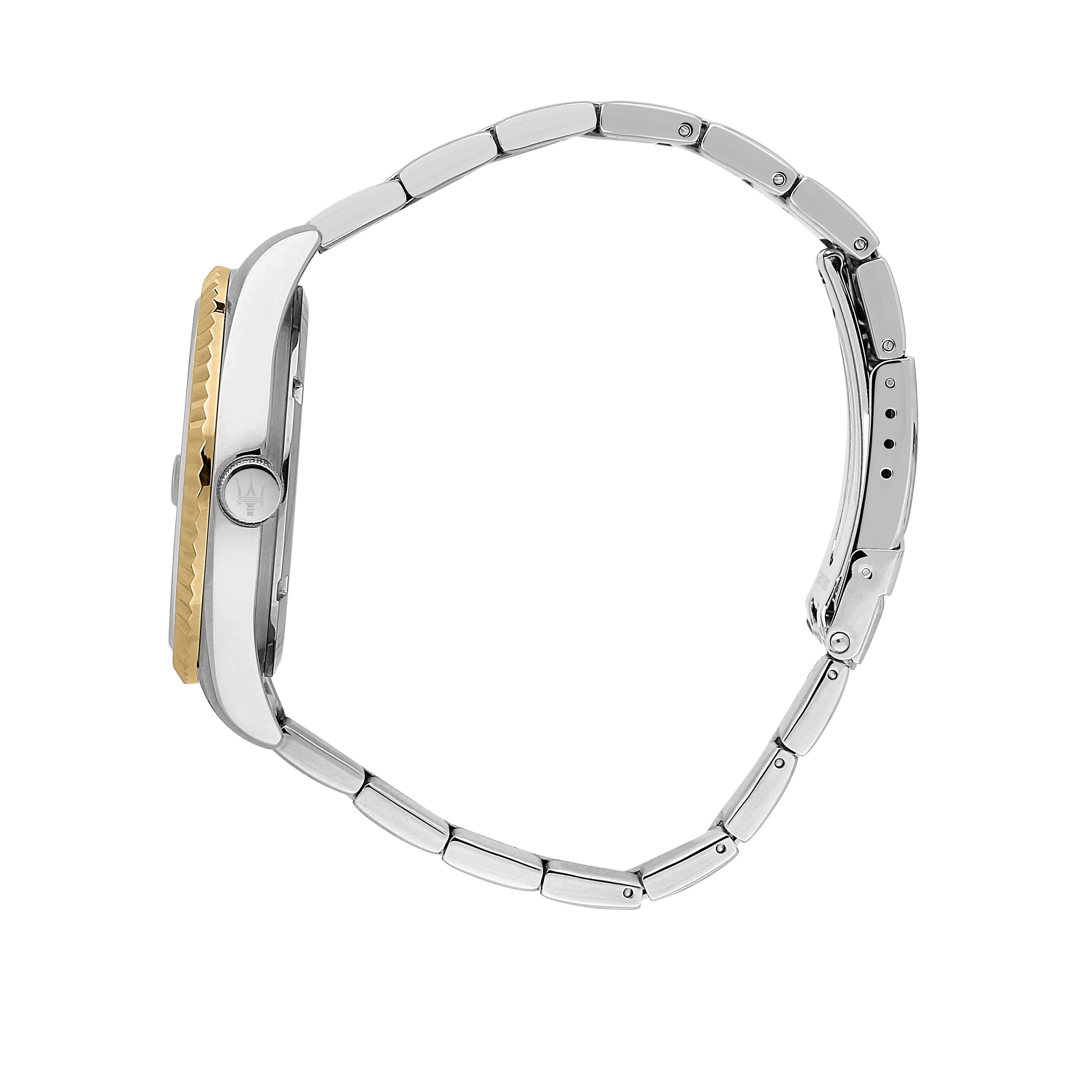 Orologio Uomo Maserati Set Box Bracciale Acciaio Bicolore Quarzo Data R8853100033