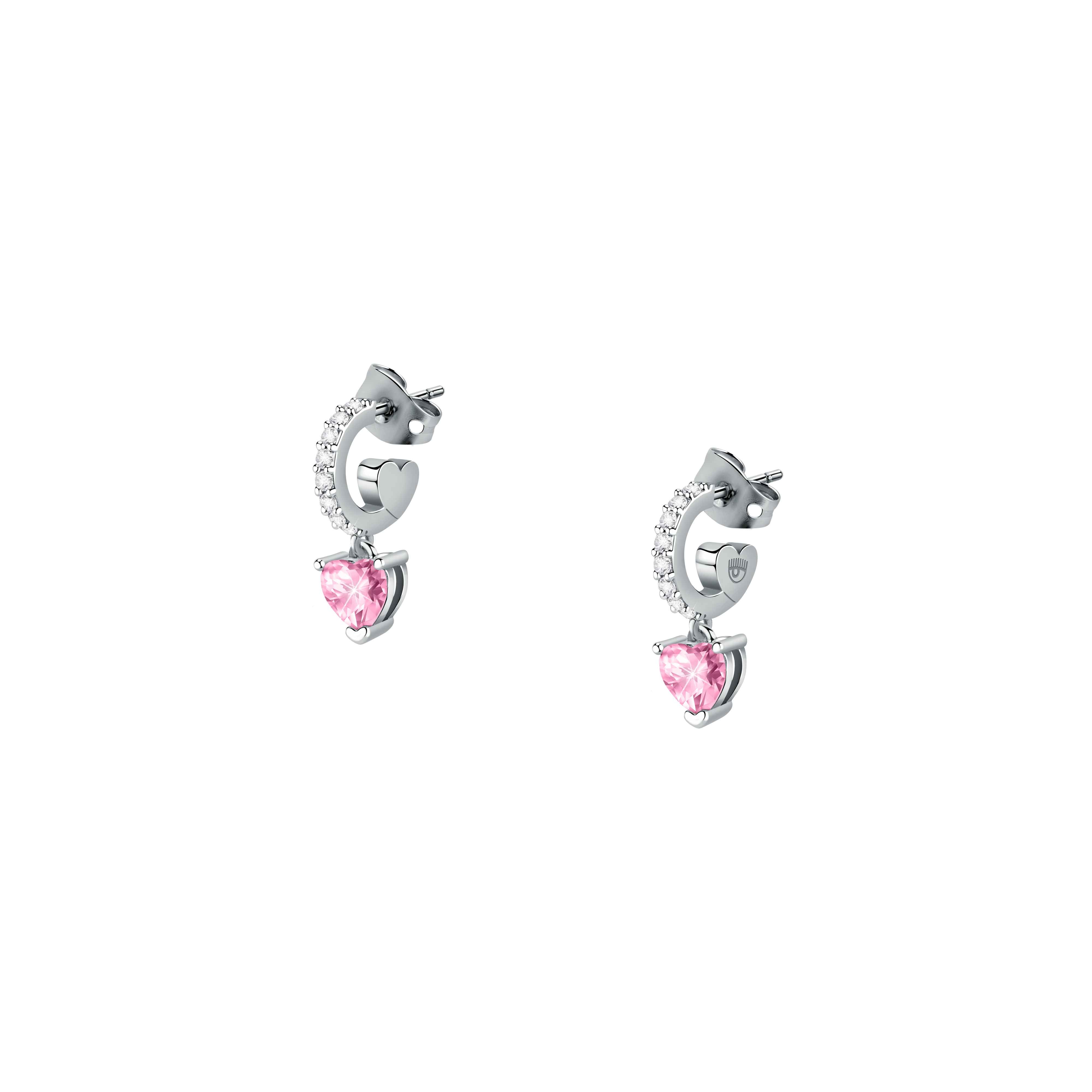 Orecchini Donna Chiara Ferragni Acciaio Zircone pendente Rosa a forma di cuore