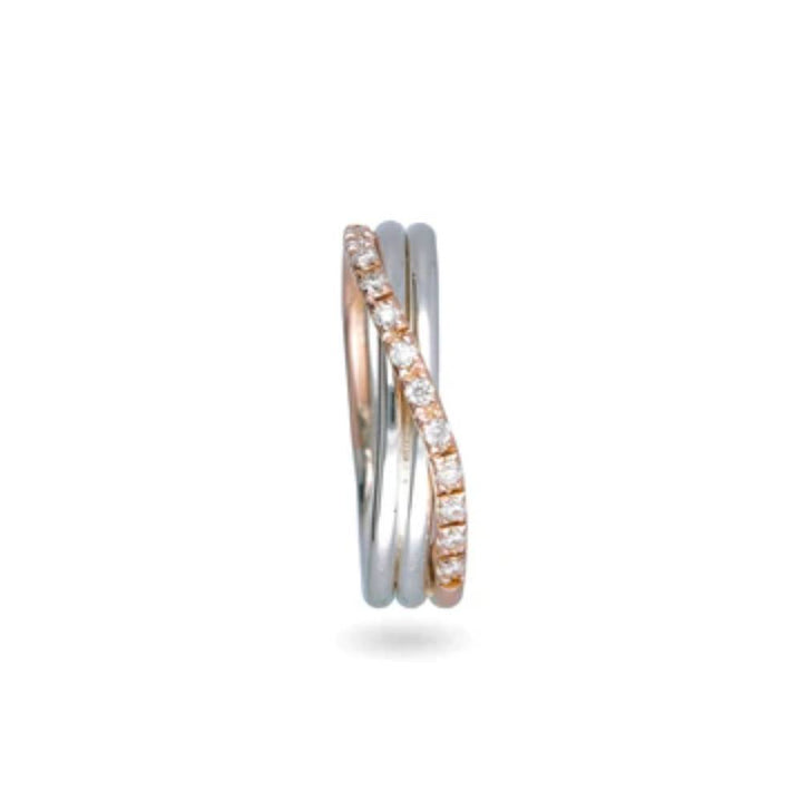 Anello Donna Filodellavita Clssic 3 Fili Oro Rosa 9kt 12 Diamanti Misura 15 AN8ARBT