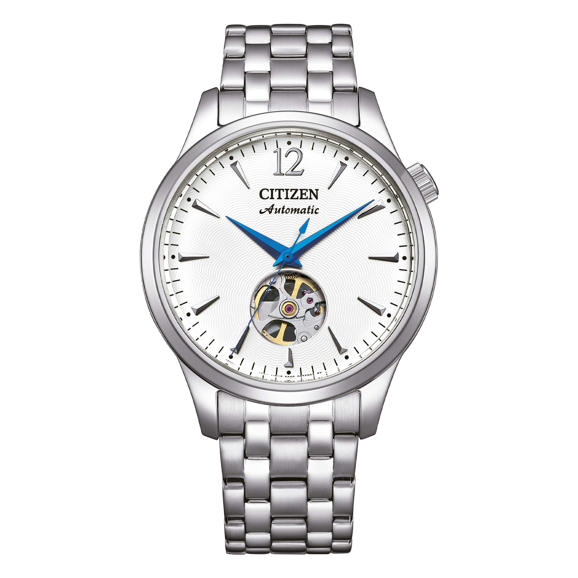 Orologio Uomo Citizen Automatico Open Heart Bianco Acciaio NH9131-73A