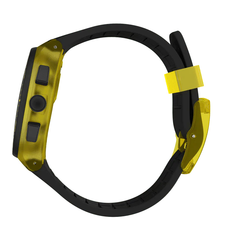 Orologio Uomo Swatch Quarzo Cronografo Nero Giallo Trasparente Numeri Data SUSJ403