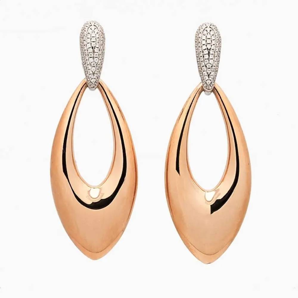 Orecchini Donna Mediterraneo Argento 925 Ovali Rosé Con Zirconi Bianchi H60RO01