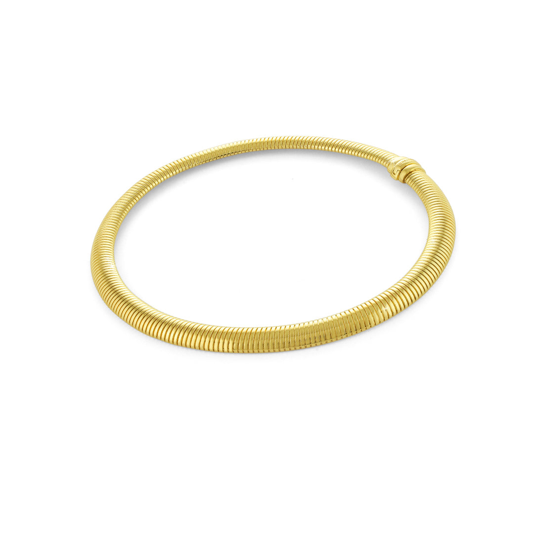 Collana Donna Unoaerre Bronzo Dorato Catena Tubo Gas Snake Schiacciata 493561