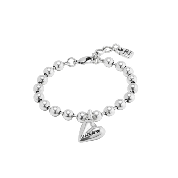 Bracciale Donna Uno De 50 Sfere Charm Cuore Placcato Argento PUL2402MTL0000M