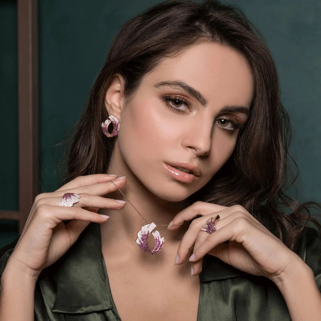Collana Donna Sogni Argento 925 Fiore Zirconi Magenta Rosa CL102RR