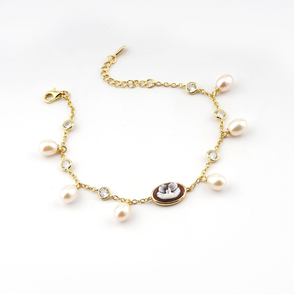 Bracciale Donna Cameo Italiano Argento Rosè 925 Bouquet Fiore BC4-R