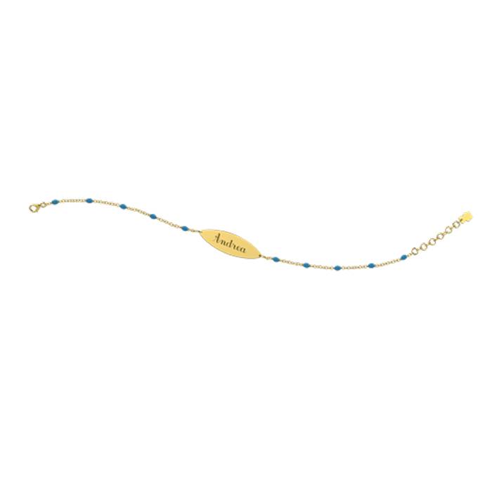 Bracciale Bambino Nanan Oro 9 KT Personalizzabile Celeste NGLD0003