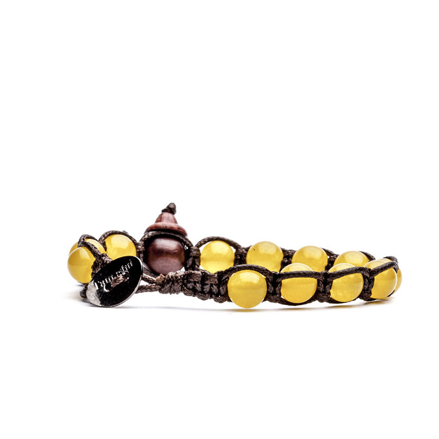 Bracciale Uomo Tamashii Pietra Agata Gialla Biglie Lucide Porta Fortuna BHS900-62