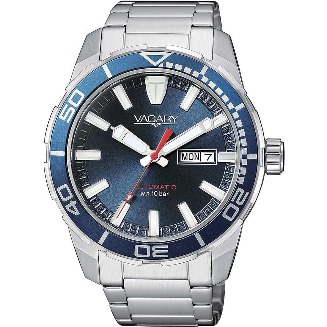 Orologio Uomo Acciaio Vagary Automatico Blu Doppia Data 10 ATM IX3-416-71I