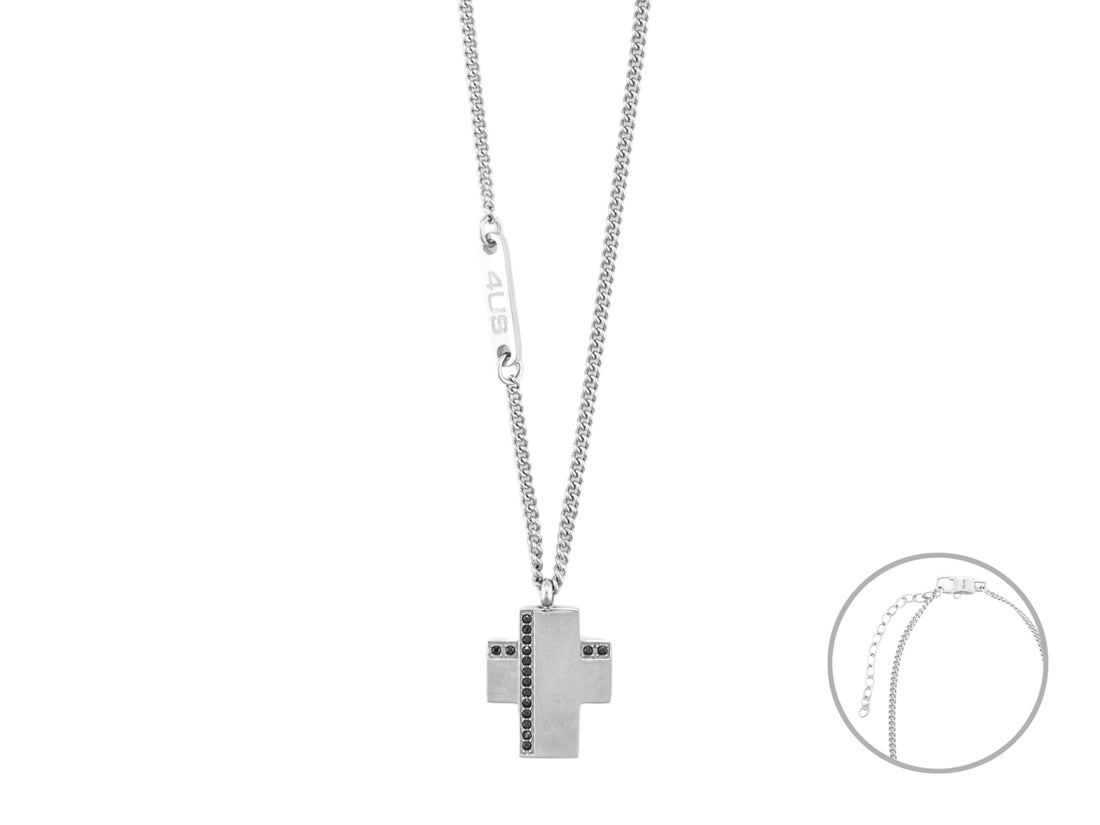 Collana Uomo 4US Cesare Paciotti Acciaio Croce Liscia Zirconi 4UCL6965