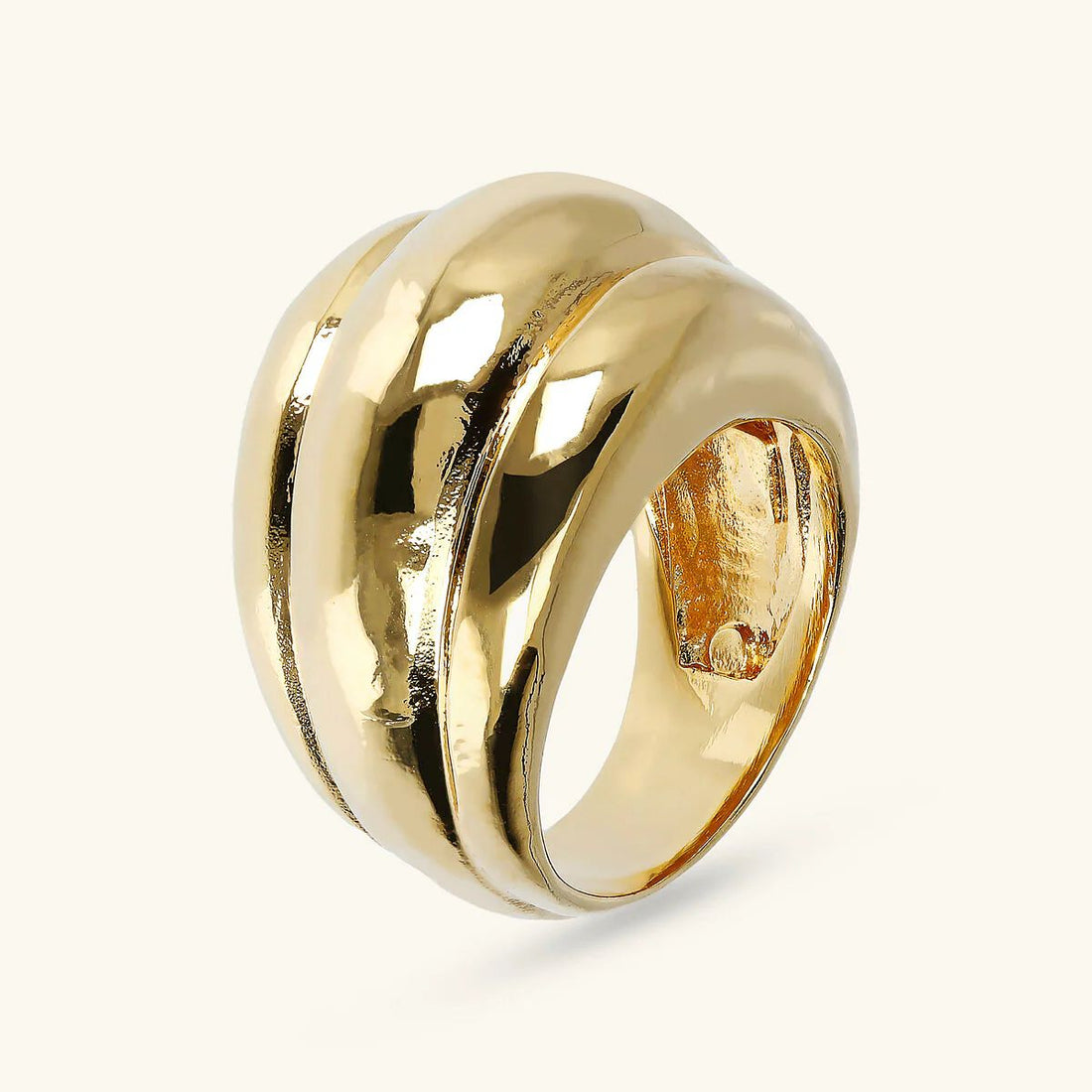 Anello Donna Etrusca Bronzo Dorato Fascia Martellata WSET00320.YG