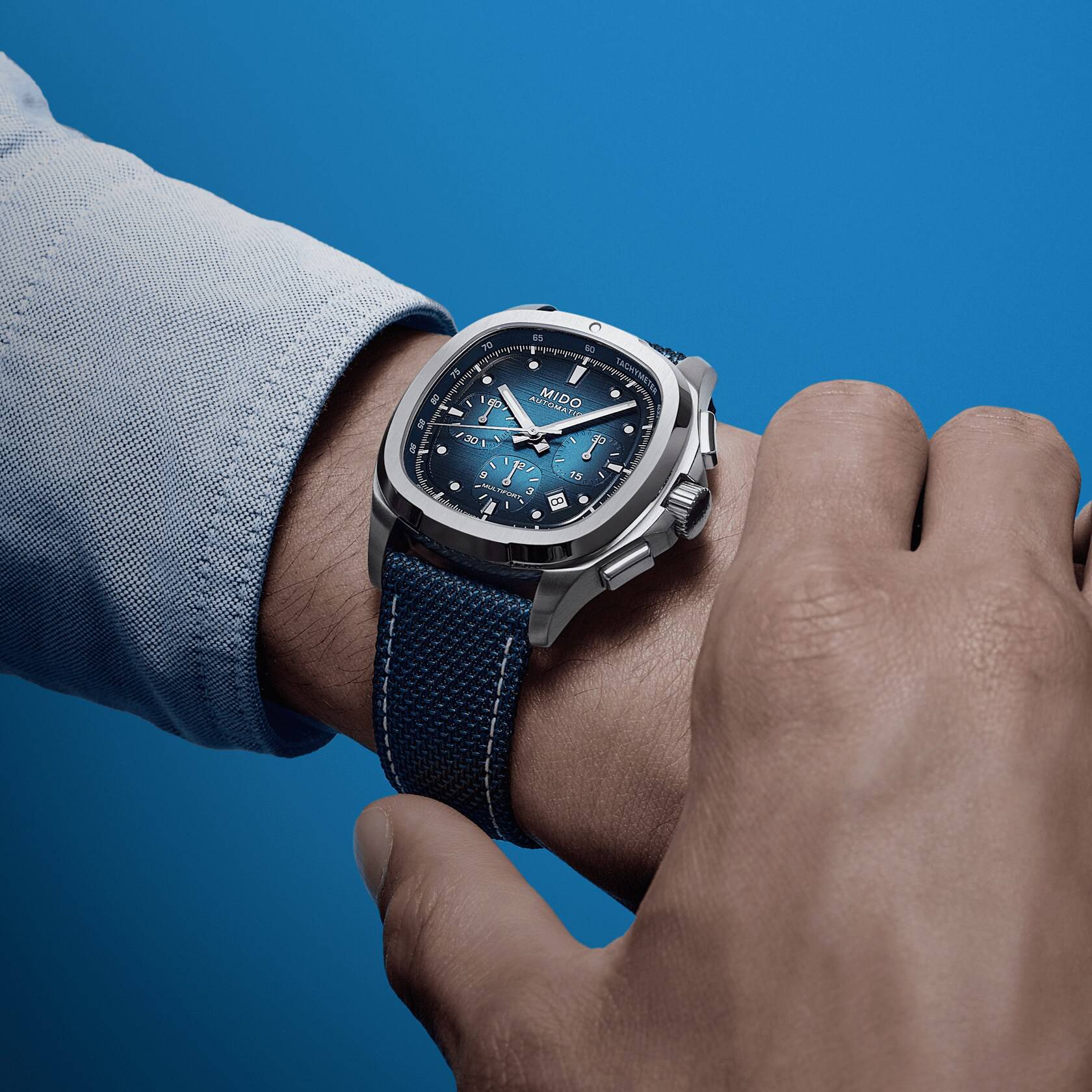 Orologio Uomo Mido Automatico Multifort TV Cronografo Blu M0495271104100